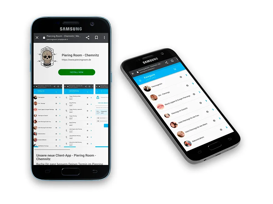 Online-Terminbuchung des Piercing Room Chemnitz auf dem Smartphone