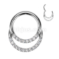 Preview: Titanium Hinged Segment Hoop Rings with Double Lined CZ