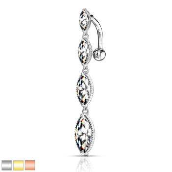 Four Marquise CZ Vertical Drop - Belly Button