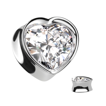 Double Flared Heart Tunnel With Heart CZ