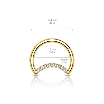 Hinged Segment Hoop Ring With Pave CZ Crescent Moon
