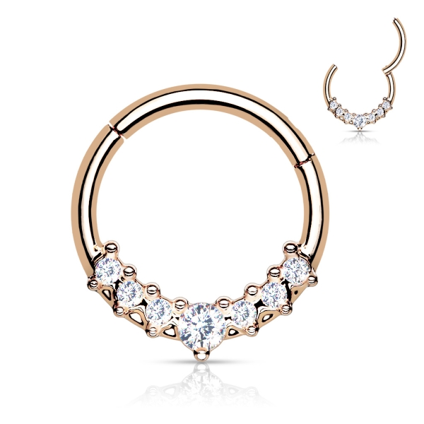 Hinged Segment Hoop Ring with Lined CZ Fan