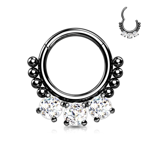 Hinged Segment Hoop Ring with 3 Prong