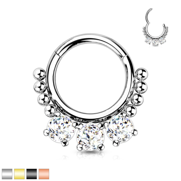 Hinged Segment Hoop Ring with 3 Prong