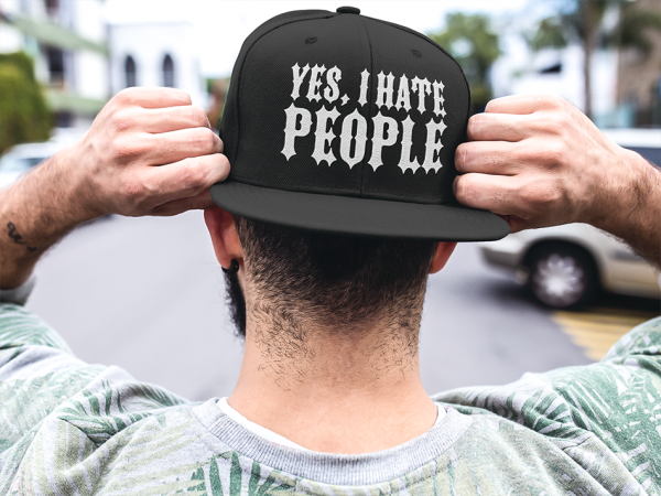Snapback Cap - Yes, I Hate People - Black